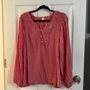 Red and White Gingham Blouse